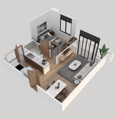 1BHK_3D Floor plan_03